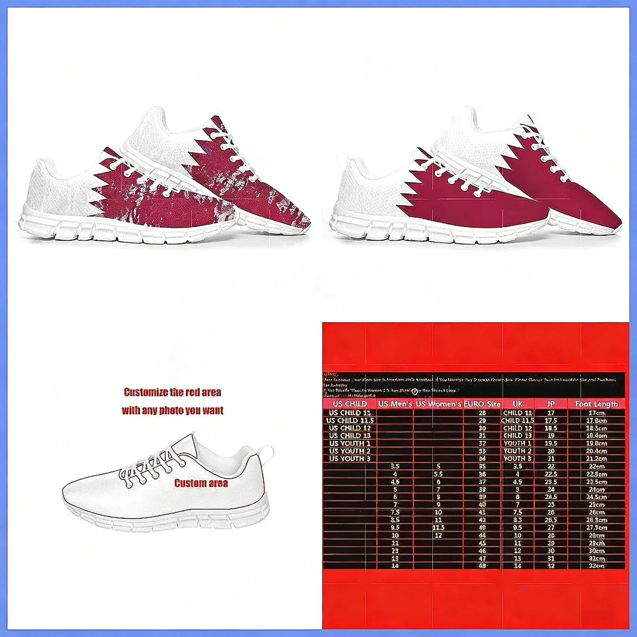 Men Shoes Qatar - أحذية رياضية بعلم قطر، أحذية مخصصة
