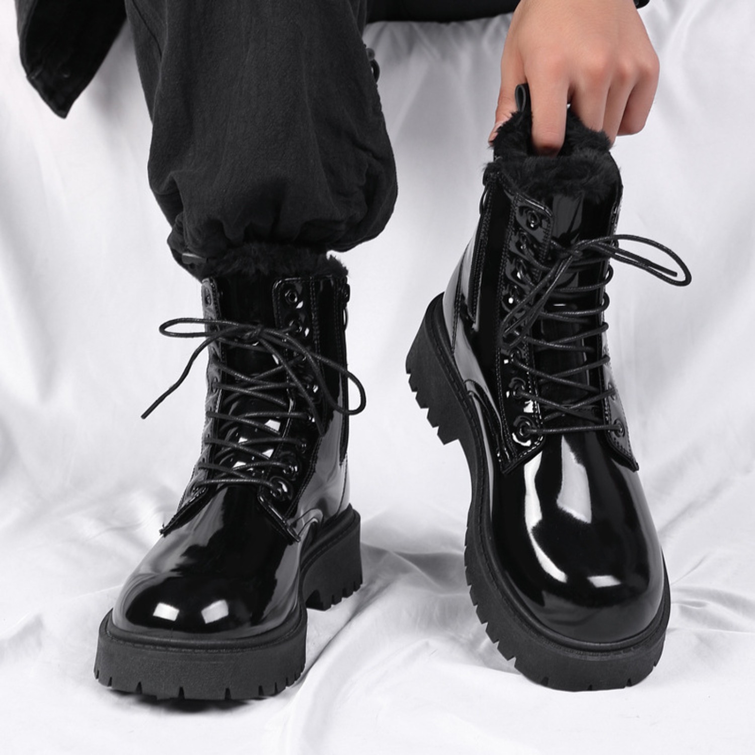 أحذية رجالية دافئة مبطنة بالفر - مراجعة Men'S Shoes For Work وسعره
