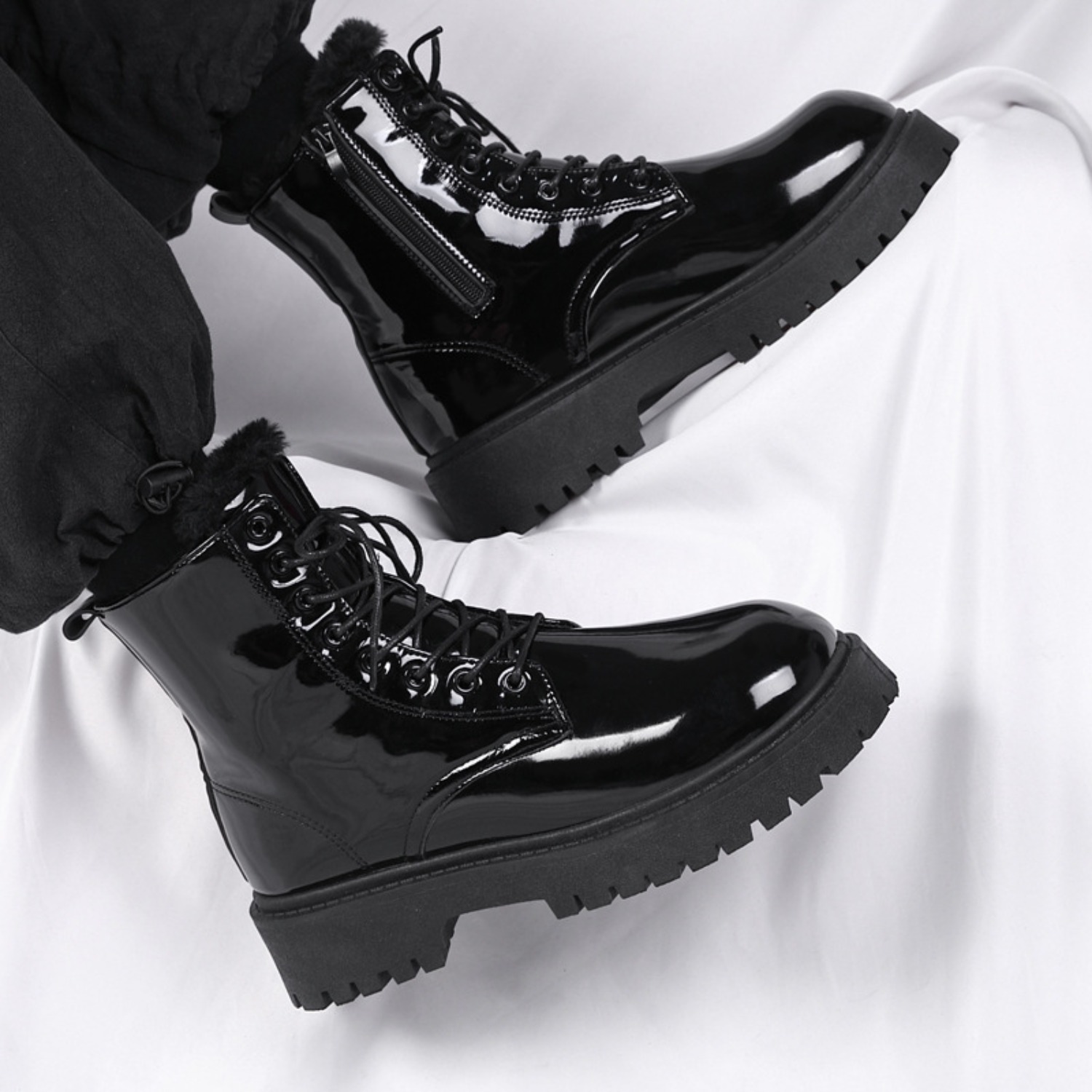 أحذية رجالية دافئة مبطنة بالفر - مراجعة Men'S Shoes For Work وسعره