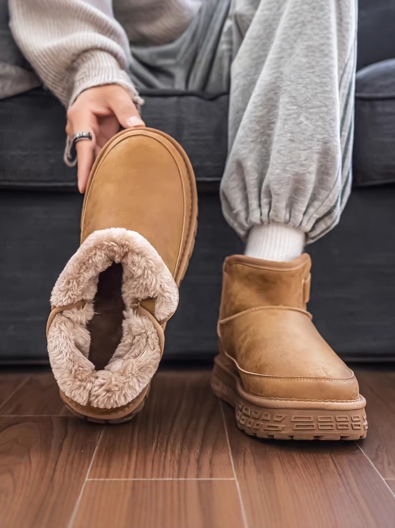 أحذية ثلجية سميكة مبطنة بالصوف - مراجعة Men Shoes China وسعره