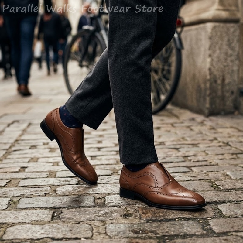أحذية رجالية جلدية بنية اللون  - مراجعة Men Shoes Formal وسعره