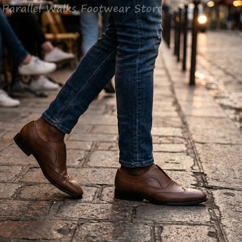 أحذية رجالية جلدية بنية اللون  - مراجعة Men Shoes Formal وسعره